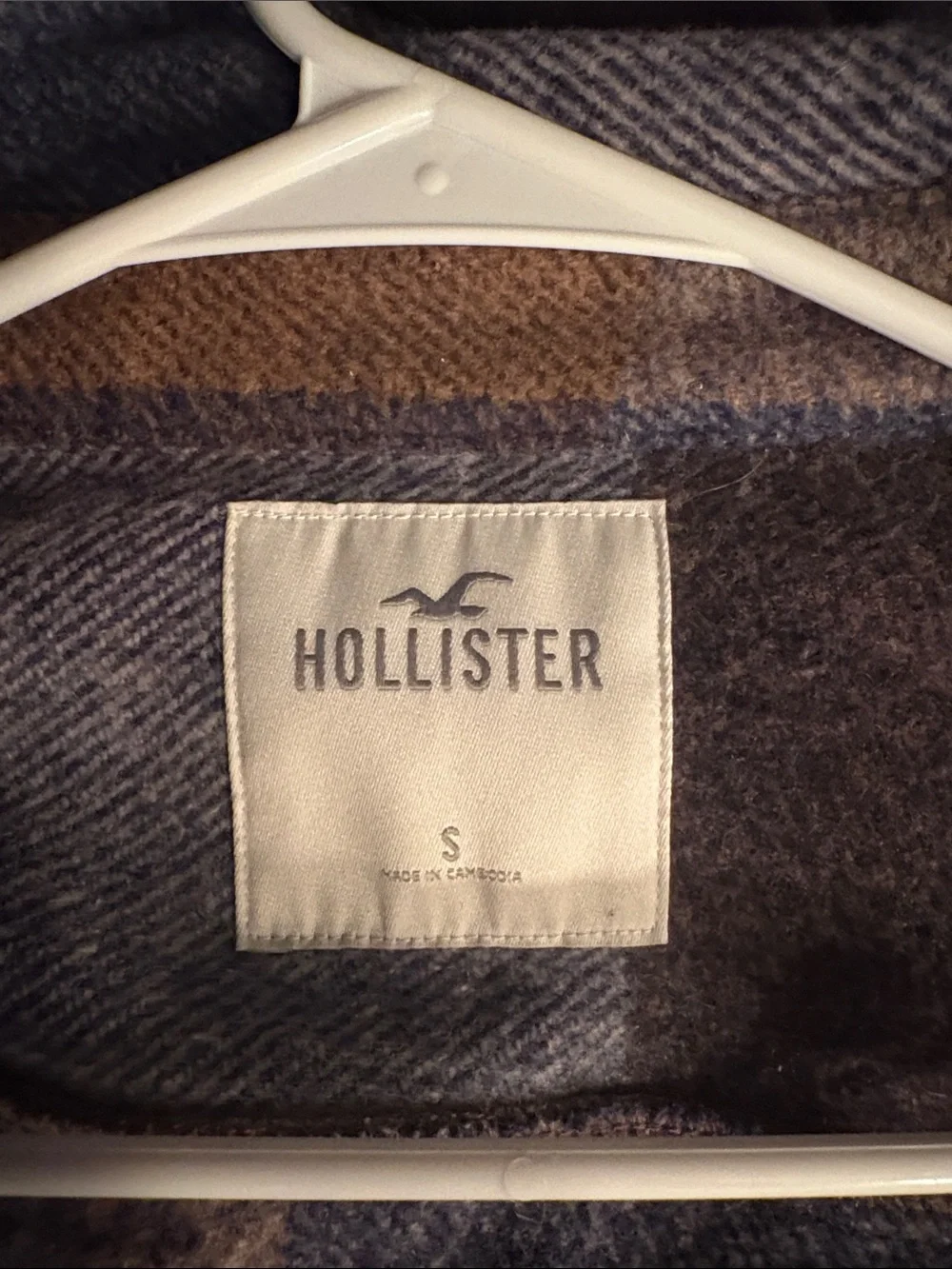 Hollister Men's Plaid Shacket in Beige, Brown & Blue